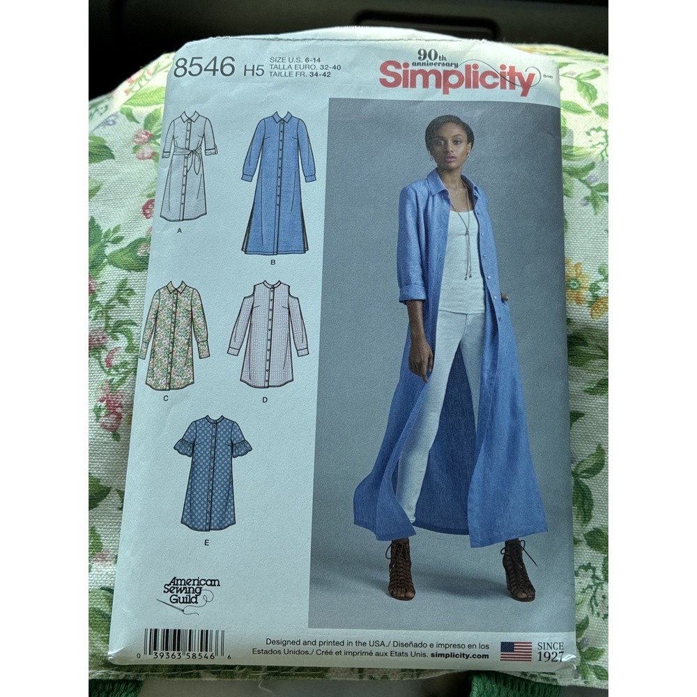 Duster, Kimono, Shirt Dress Sewing Pattern Sizes 6-14 Simplicity 8546 New Uncut